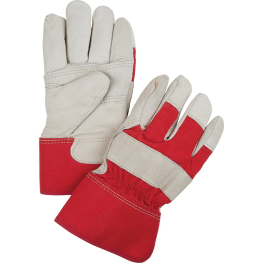Red & White Fitters Gloves Lined for Winter, Large, Grain Cowhide Palm, Boa Lining ZENITH SEI681