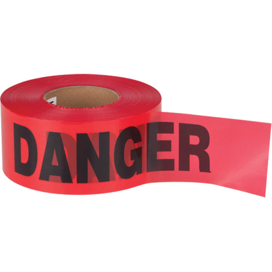 RUBAN POUR BARRICADE "DANGER", BILINGUE, 3" X 1000' NOIR/ROU