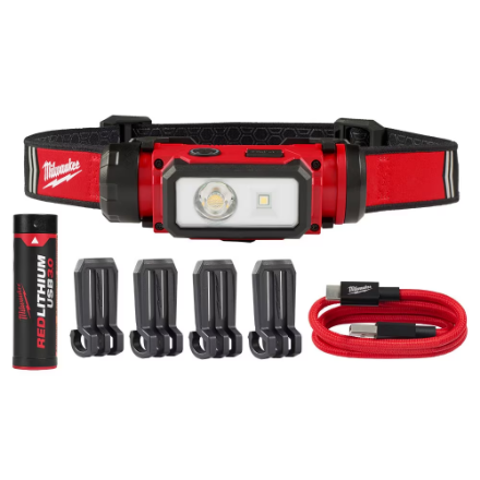 LAMPE FRONTALE MILWAUKE 600 LUMENS RECHARGEABLE/PILES  2115-21