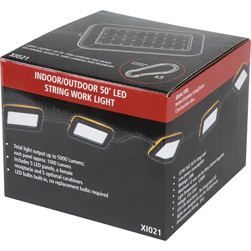 LED Handheld Light String, 5 Lights, 50' L, Plastic Housing - XI021 