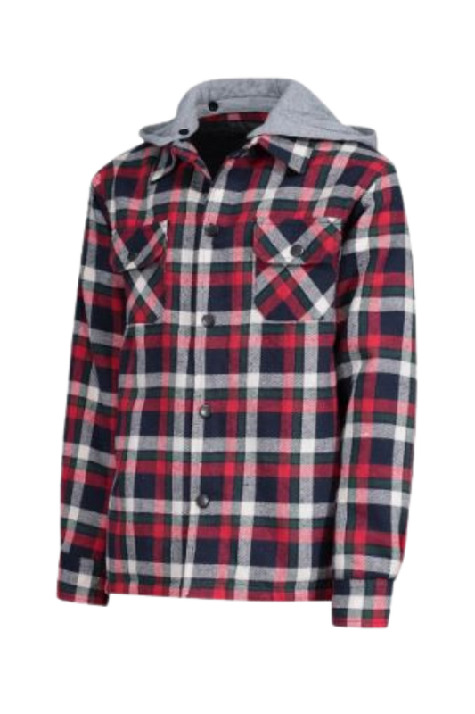 JUNIOR PIQUÉ LINED RED CHECKED FLANNEL SHIRT