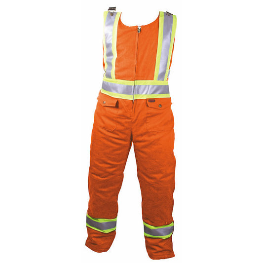 Lined duck dungarees, reflective bands 140300