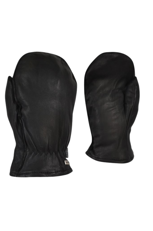 MEN'S BLACK DEER LEATHER MITT LINED 67-808-DS 