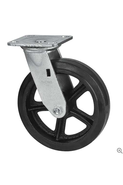 Roulette moulé, Pivotant, 8" (203,2 mm), Caoutchouc, 600 lb ML852