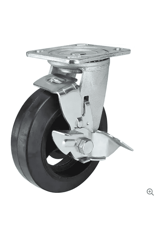 Molded Caster, Swivel with Brake, 8" (203.2 mm), Rubber, 600 lb MN452 