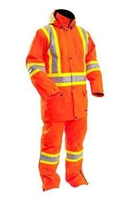 Ensemble imperméable en nylon orange avec bandes réfléchissantes